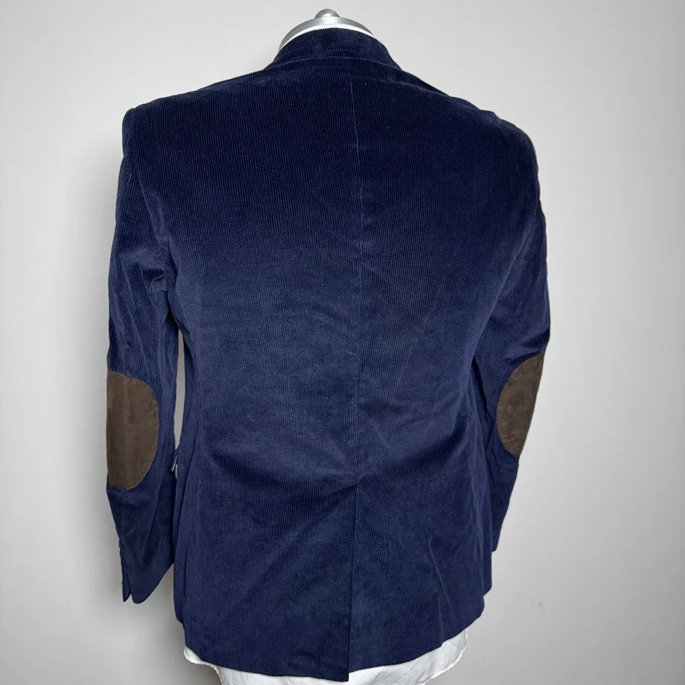 Saddlebred‎ Blazer Mens 44R Navy Blue Solid Heritage Corduroy Elbow Patch Jacket